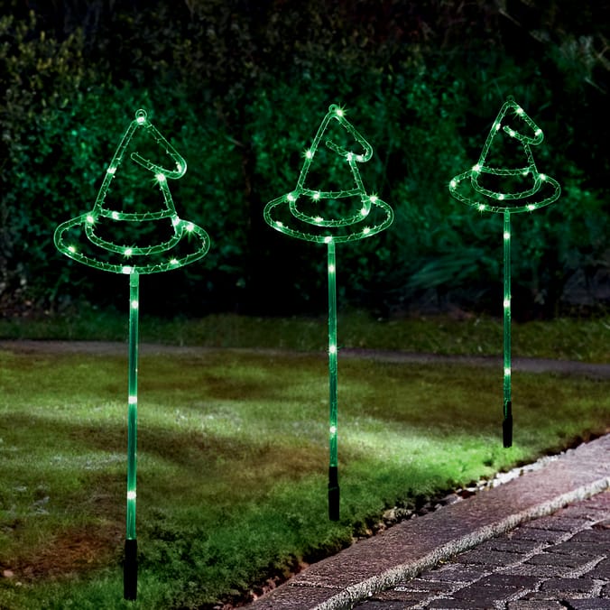 Hallow Scream LED Witch's Hat Stake Lights Set Of 3