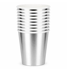 Let's Party Metallic Paper Cups 10 Pack - Silver