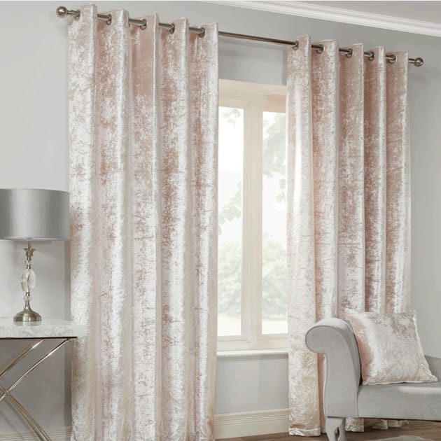 Verona Velvet Ready Made Lined Ochre Eyelet Curtains