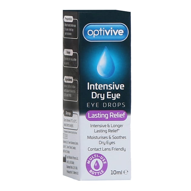 Optivive Intensive Dry Eye Lasting Relief Eye Drops 10ml Home Bargains