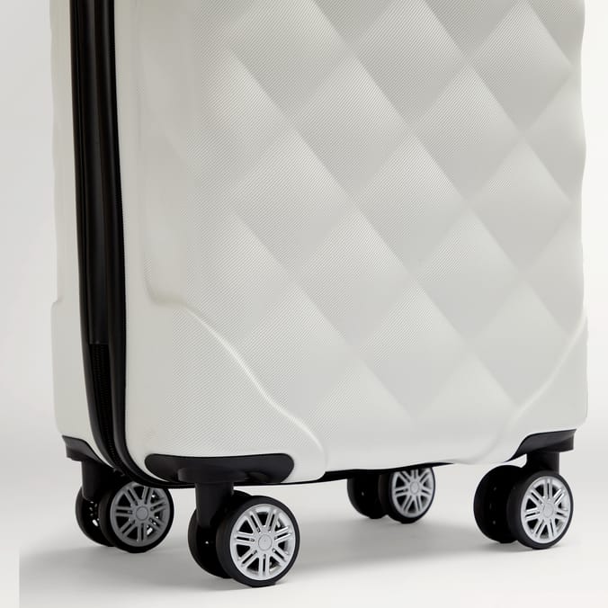 Salisbury Embossed Quilted Shell Suitcase - Off White