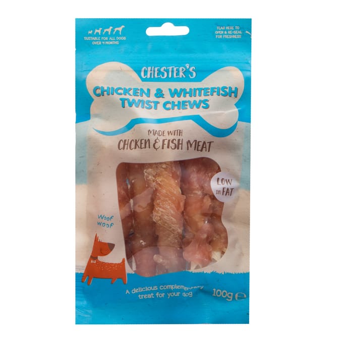 Chester's Chicken & Whitefish Twist Chews 100g
