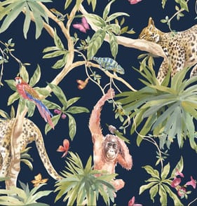Jungle Animals Wallpaper 90690 - Navy