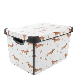Storage Box With Lid 17L - Dog Print