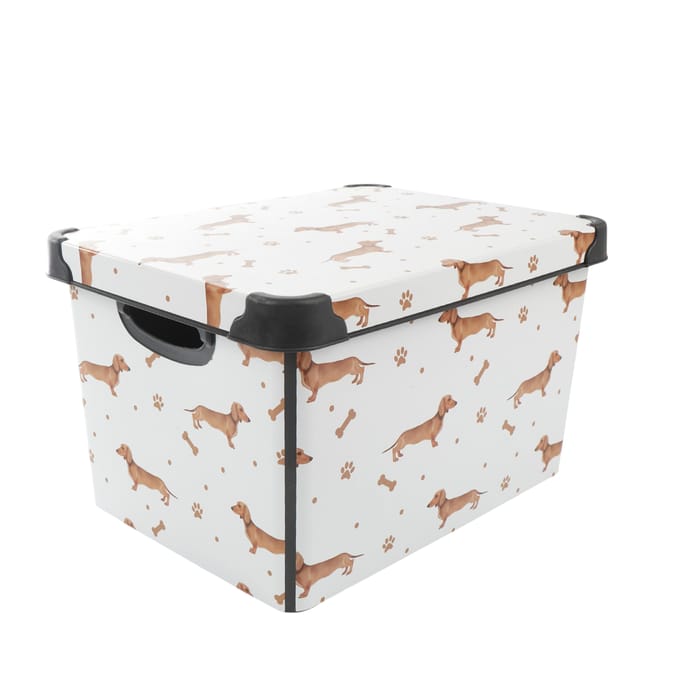 Storage Box With Lid 17L - Dog Print