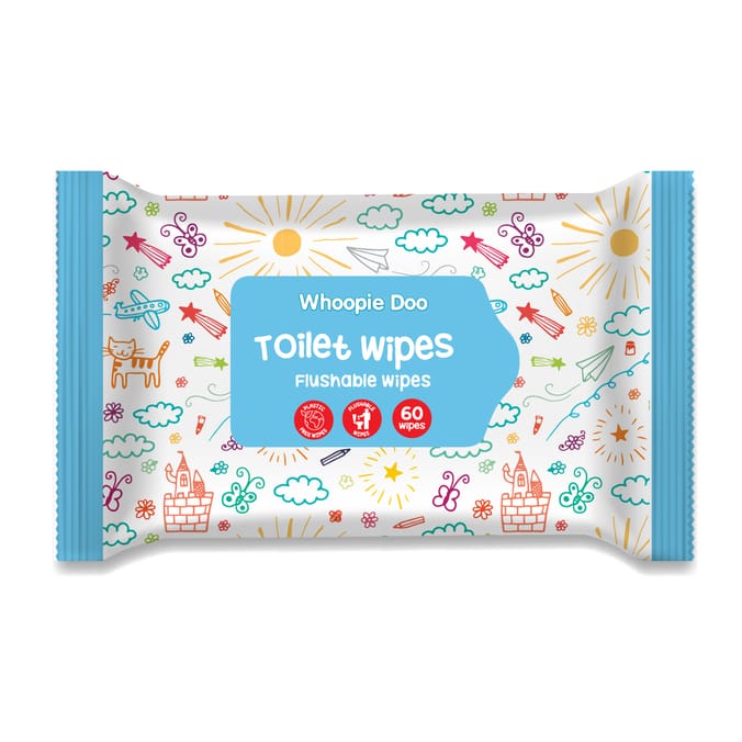 Whoopie Doo Flushable Toilet Wipes 60's x24
