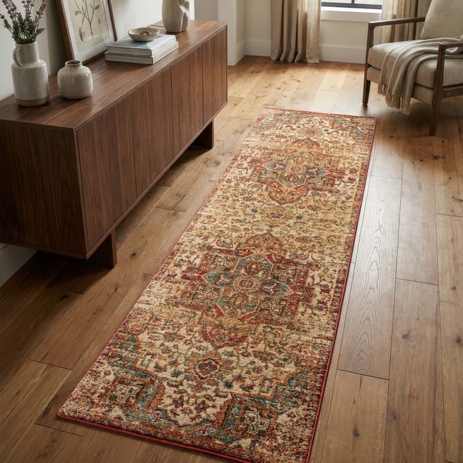 Asiatic Raja Medallion Runner RA08 - Red/Multi