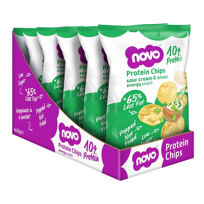 Novo Nutrition Protein Chips Energy Snacks 6 Pack - Sour Cream & Onion