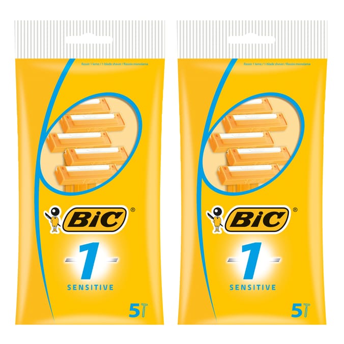 BIC 1 Sensitive Disposable Men's Razors - Pack of 5 x2