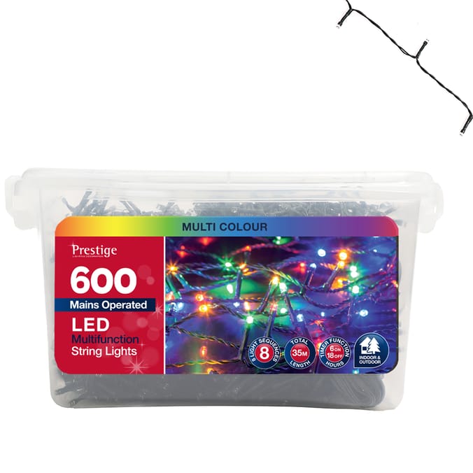 Prestige Lighting 600 LED Multifunction String Lights Home Bargains