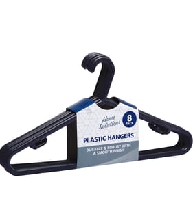 Home Solutions Plastic Hangers 8 Pack - Black