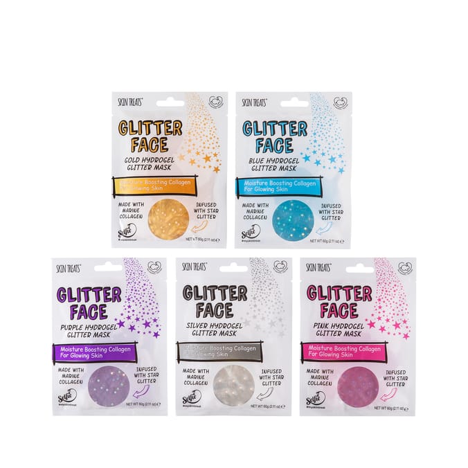 Skin Treats Glitter Face Marine Collagen Hydrogel Masks 5 Pack