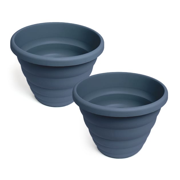 Wham Beehive 40cm Round Pots Blue x2 Home Bargains