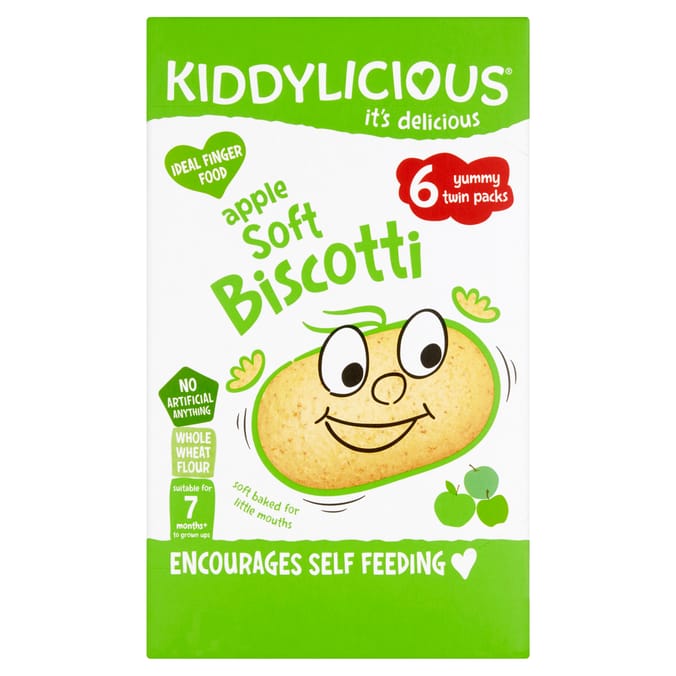 Kiddylicious Biscotti Apple Baby Snack 7 Months+ 6 Pack 120g