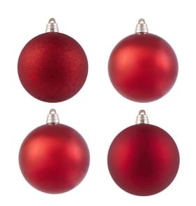Festive Feeling 15cm Christmas Bauble 4 Pack - Red