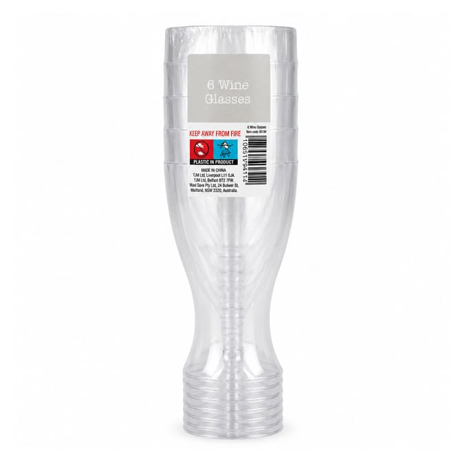 6 Plastic Wine Glasses