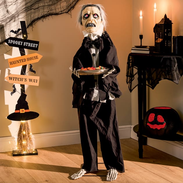Hallow Scream Animated 4Ft Spooky Butler | Home Bargains