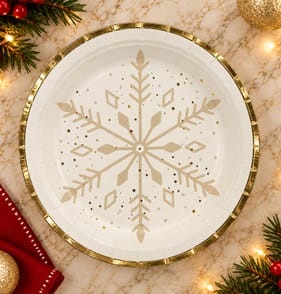 Festive Feeling Paper Plates 10 Pack - Gold
