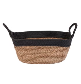 Home Collections Wicker & Paper Straw Storage Basket - Black