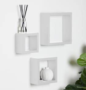 Home Set Of 3 Cube Shelves - White