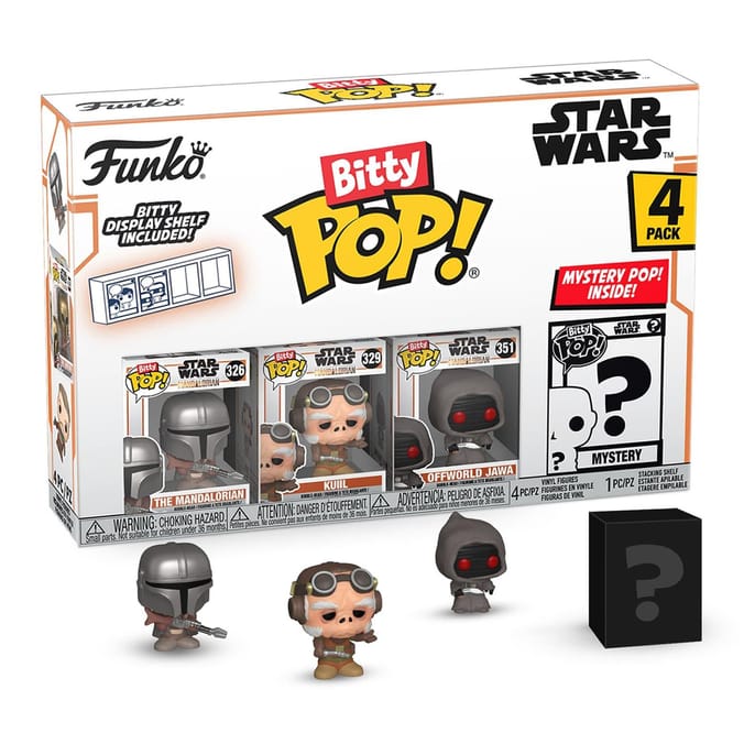 Funko Bitty Pop Star Wars The Mandalorian 4pk - The Mandalorian, Kuiil, Offworld Jawa and A Surprise Mystery Mini Figure