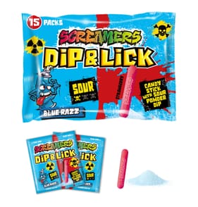 ZED Candy Screamers Dip & Lick Candy Stick with Sour Powder Dip 15 Pack 225g