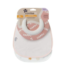 Tommee Tippee ComfeeFit Milk Feeding Bibs 0m+ Reversible x2