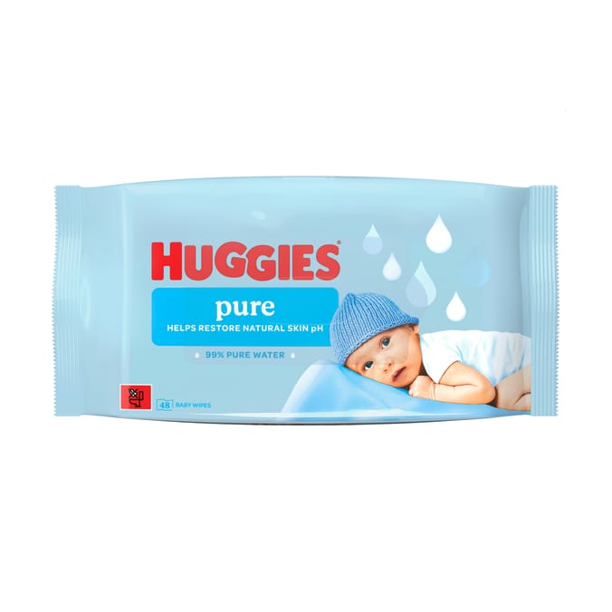 Huggies Pure 0% Plastic Baby Wipes 48's