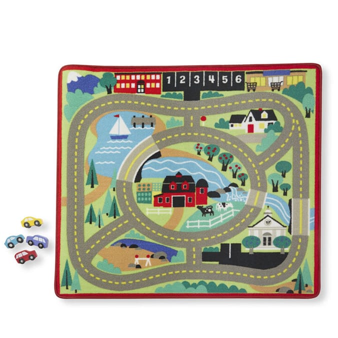 Melissa & Doug Road Rug & 4 Wooden Cars