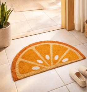 Home Half Moon Printed Door Mat - Orange