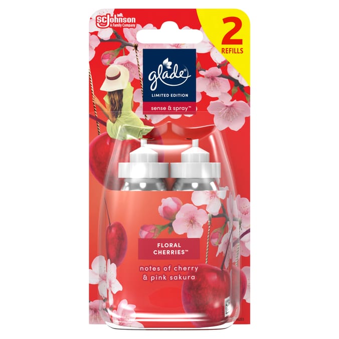 Glade Sense & Spray Air Freshener Twin Refill Floral Cherries 2x18ml