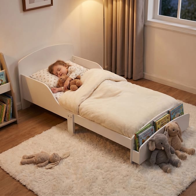 Liberty House Toys Toddler Bed With Built-In Bookshelf