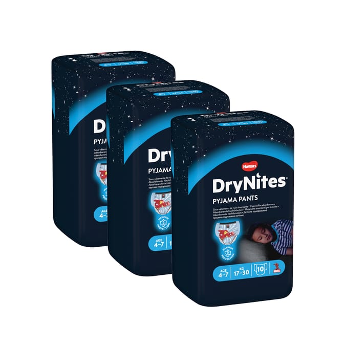 Huggies DryNites Boys Pyjama Pants 10'S Age 4-7 x3
