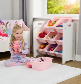 Liberty House Toys Kids 9 Bin Storage unit - White & Pink