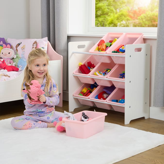 Liberty House Toys Kids 9 Bin Storage unit - White & Pink