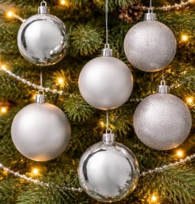 Festive Feeling 10cm Christmas Bauble 6 Pack - Silver