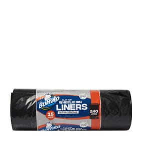 Buffalo Flat Top Ultra Strong Wheelie Bin Liners 240l 15 Pack