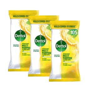 Dettol Antibacterial  Multipurpose Cleaning Wipes 105s - Citrus Zest x3