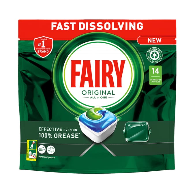 Fairy Original All In One Dishwasher Tablets Regular 14 Tablets