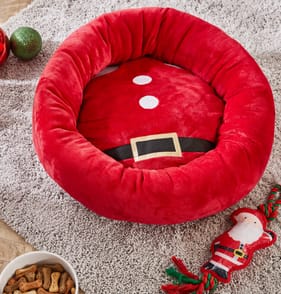 Festive Paws Round Pet Bed - Santa