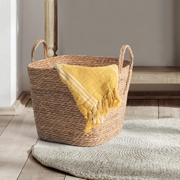 Home Collections Straw Rope Square Storage Basket Home Bargains