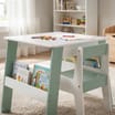 Liberty House Toys Kids Bookshelf Table And Chair - White & Forest Green
