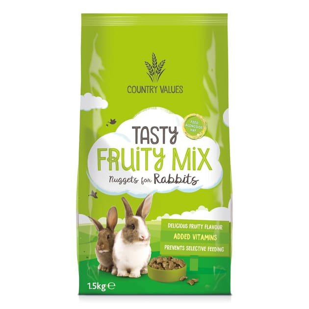Country Values Tasty Fruity Mix Nuggets For Rabbits 1.5kg | Home Bargains