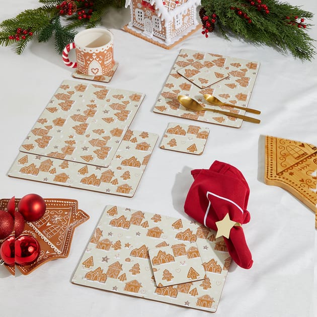 Gingerbread Of 4 Placemats & Coasters - Gingerbread | Home Bargains