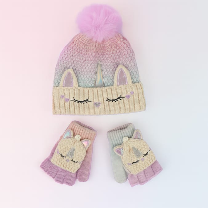 Originals Winter Girls Unicorn Hat & Gloves Set