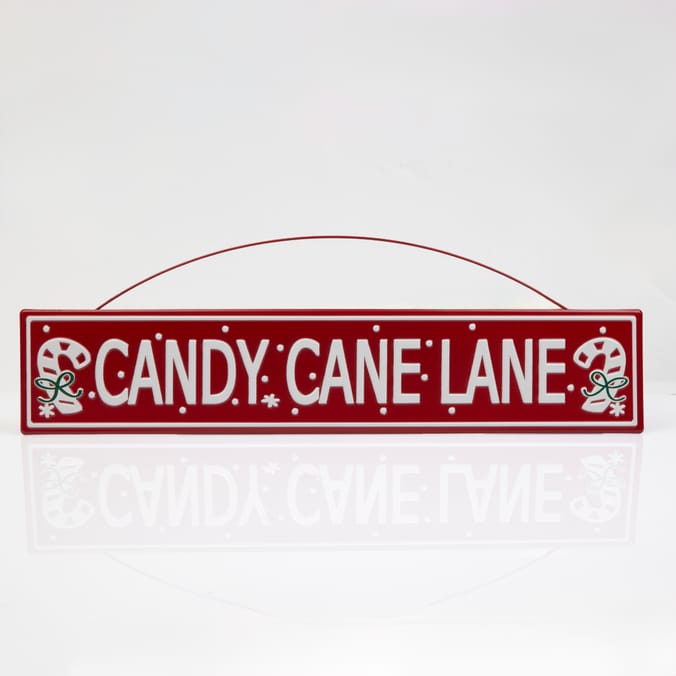 Sleigh Bells Metal Hanging Plaque - Candy Cane Lane