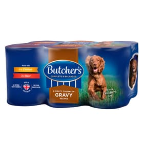 Butcher's Chunks In Gravy Recipes Wet Dog Food Tins 6 X 400g