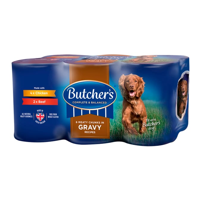 Butcher's Chunks In Gravy Recipes Wet Dog Food Tins 6 X 400g