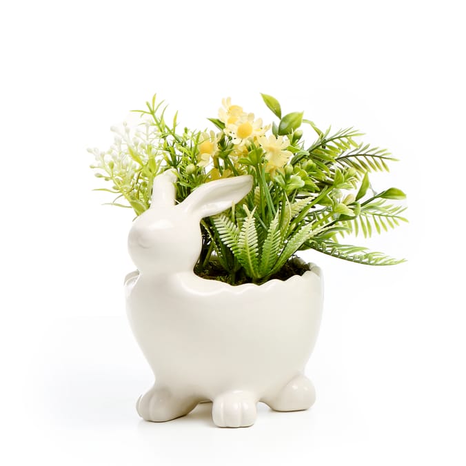 Hoppy Easter Ceramic Bunny Foliage