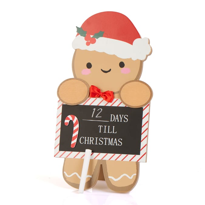 Sleigh Bells Countdown Advent Plaque - Gingerbread